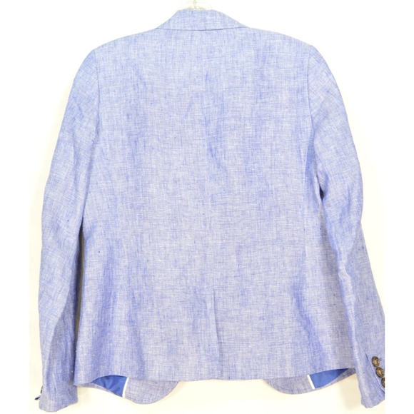 Talbots jacket blazer SZ 4 blue 100% linen long sl - Picture 6 of 8
